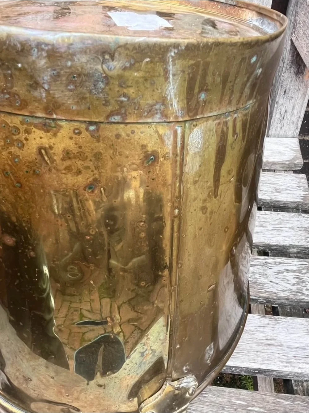 Vintage Solid Brass Pale Coal Bucket Pail  Swinging Handle
